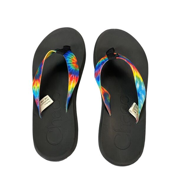 Chaco Chillos Flip Flops Men US 9 Rainbow Tie Dye Comfy Slip Resistant JCH108035 - Picture 9 of 10